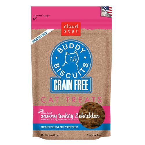 Cloudstar Grain Free Buddy Biscuits for Cats Savory Turkey & Cheddar 3oz